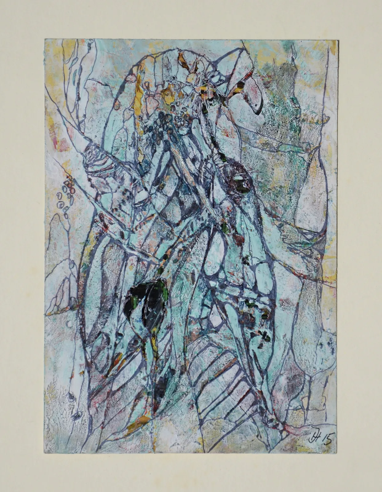 pleitegeier,10,5x15cm,acryl auf papier .2015